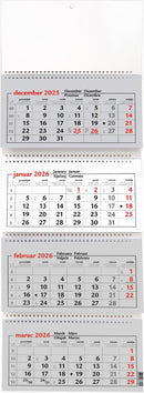 Štiridelni koledar sivo-rdeč, špirala