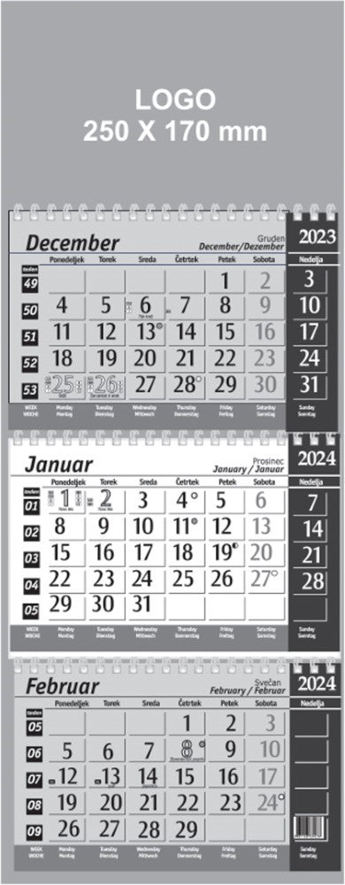 Tridelni koledar - špirala
