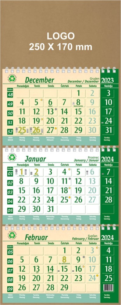 Tridelni ECO koledar - špirala