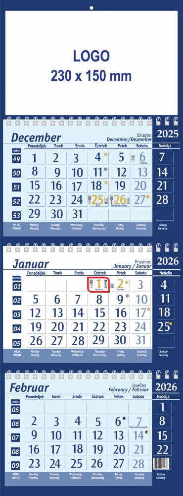 Tridelni koledar - špirala